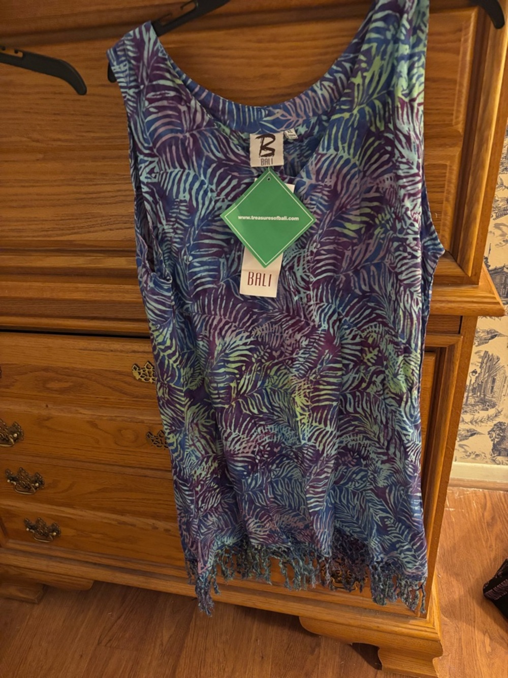Bali Multicolor Blue Purple Green Printed Cover-Up